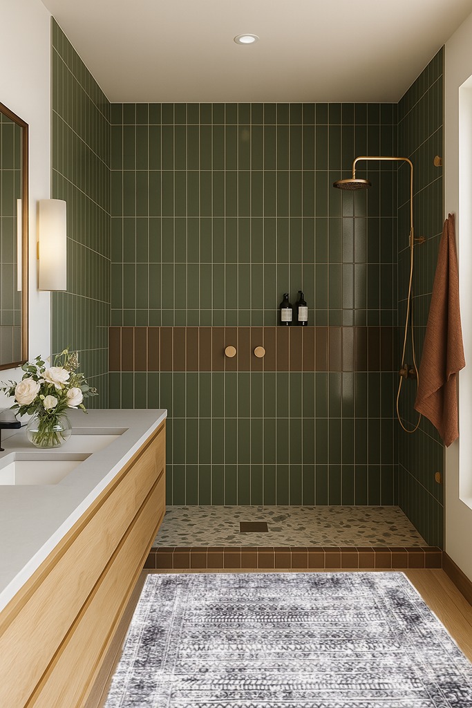 Bloom Rugs 4x6 Rug - Ivory/Charcoal Traditional Geometric Area Rug for Living ... in Green Bathroom