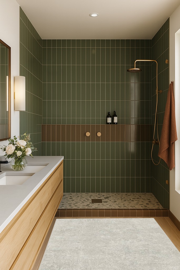 4'x6' | Machine Washable Area Rug | Kid & Pet Friendly | Indoor Rug | Serenata ... in Green Bathroom