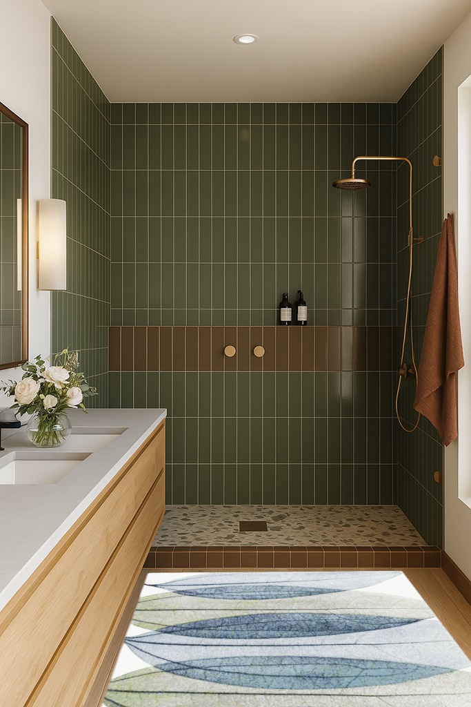Abbie-Leigh Floral Ivory/Blue Area Rug Latitude Run Rug Size: Rectangle 4' x 6' in Green Bathroom