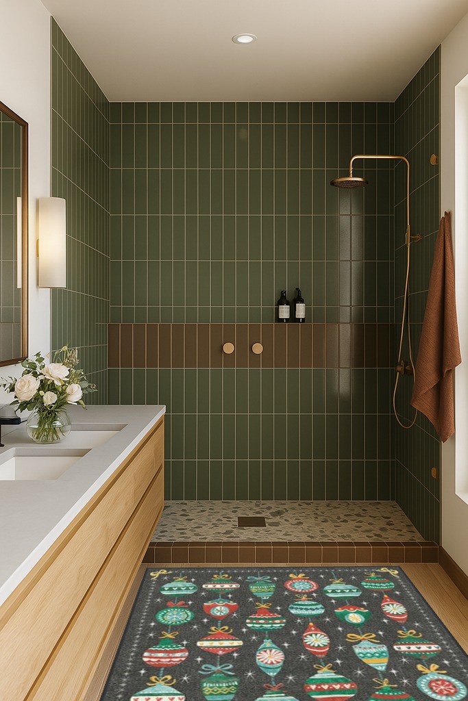 4'x6' | Machine Washable Area Rug | Kid & Pet Friendly | Indoor Rug | Festive ... in Green Bathroom