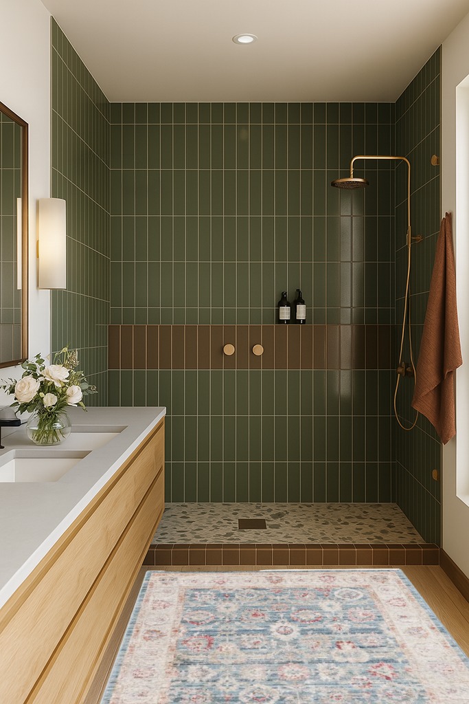 Emmy Traditional Blue Area Rug Kelly Clarkson Home Rug Size: Rectangle 4' x 5'7" in Green Bathroom