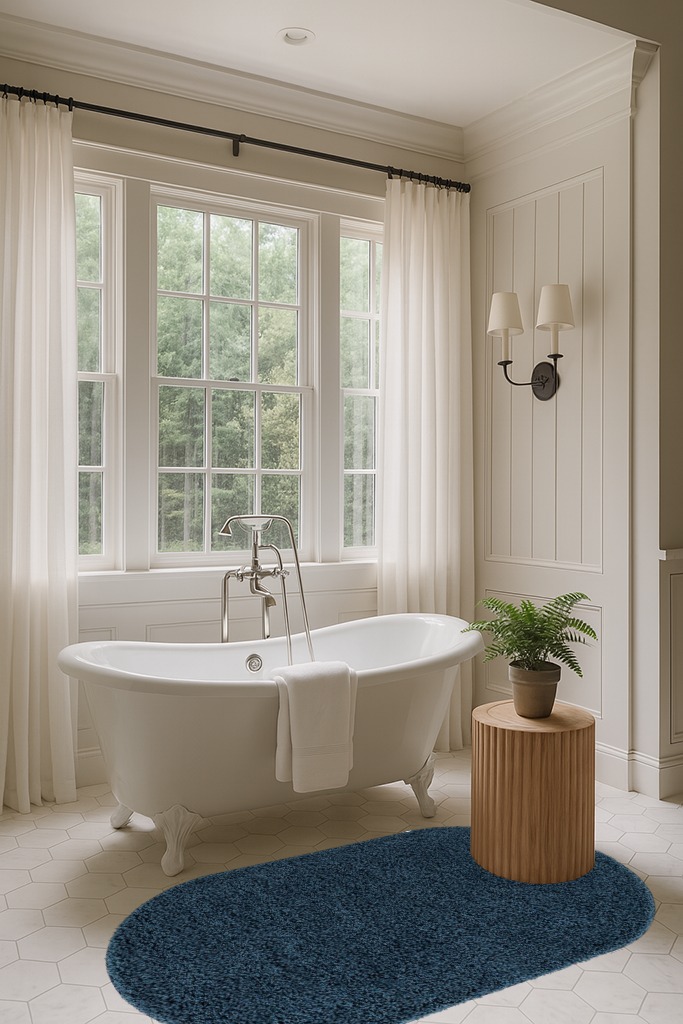 Everyday Shag Rug 3'x5' Oval in Luxurious Bathroom