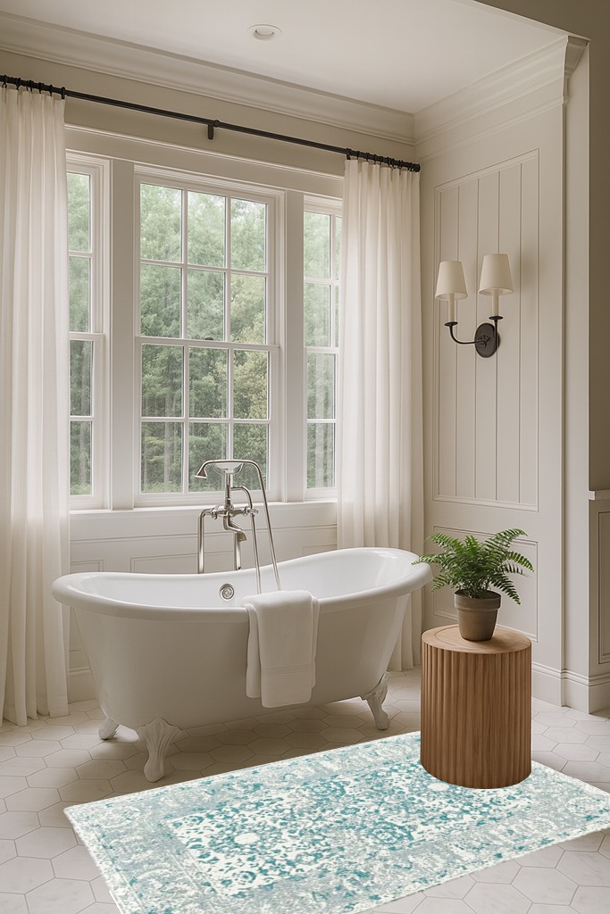 Juvale Vintage Area Rug in Luxurious Bathroom