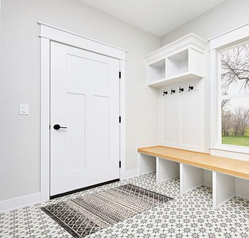 Chester Boho Moroccan Area Rug in White Modern Entryway