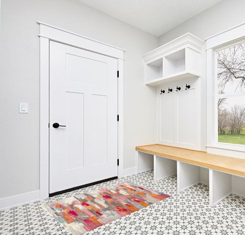 Contemporary POP Modern Abstract Brushstroke Cream/Pink 3 ft. x 5 ft. in White Modern Entryway