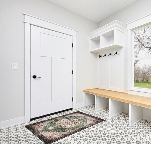 Green Boho Rug Non Slip Vintage Area Rug Green in White Modern Entryway