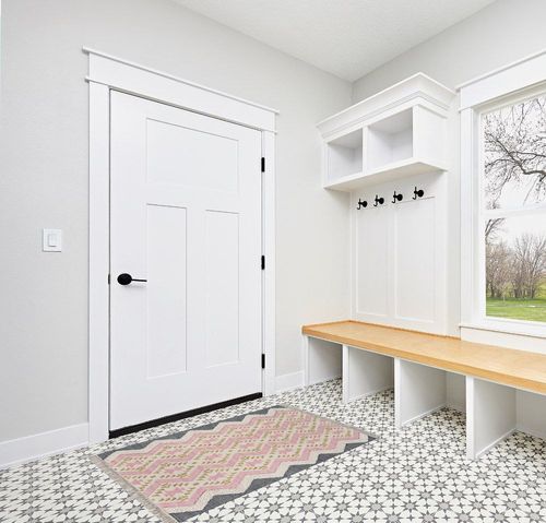 Wool Hand Made Contemporary Area Rug in White Modern Entryway