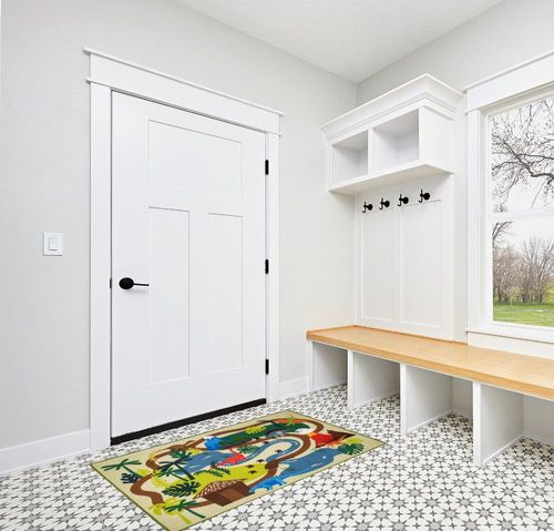 Booooom Jackson Dinosaur Rug Kids Area Rug Play Rug Educational Rug for Playroom Classroom and Kidroom Learning Carpet for Boys and Girls in White Modern Entryway