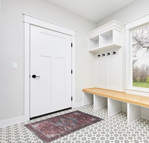 Adiva Rugs Machine Washable Area Rug with Non Slip Backing for Living Room, Bedroom, Bathroom, Kitchen, Printed Persian Vintage Home Decor, Floor Decoration Carpet Mat (Terra, 3' x 5') in White Modern Entryway