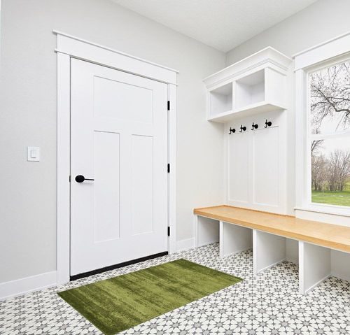 Unique Loom Del Mar Collection Area Rug - Lucille (3' 3" x 5' 3" Rectangle, Green/ Hunter Green) in White Modern Entryway