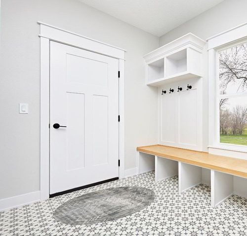 Geometric Tufted Gray/Teal Area Rug George Oliver Rug Size: Rectangle 3' x 5' in White Modern Entryway