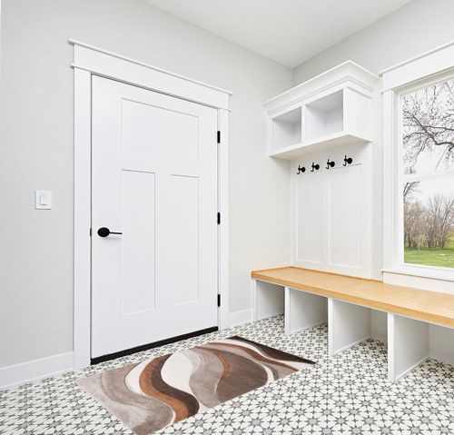 Ducor Abstract Beige/Brown Area Rug Wade Logan Rug Size: Rectangle 2'7" x 5' in White Modern Entryway