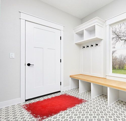 RUGSREAL Christmas Snowflake Area Rug Red Boho Area Rug Non-Slip Indoor Floor Carpet Washable Xmas Decorative Throw Rug Small Merry Christmas Rug for Bedroom Living Room Kitchen Nursery, Red 3' x 5' in White Modern Entryway