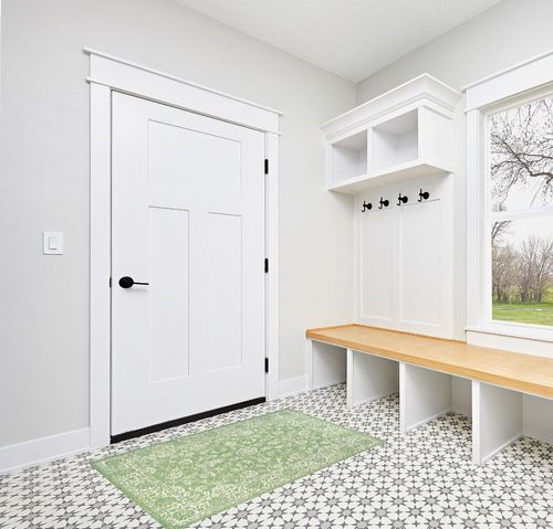 Tela Bohemian Textured Weave Floral Indoor Outdoor Area-Rug in White Modern Entryway
