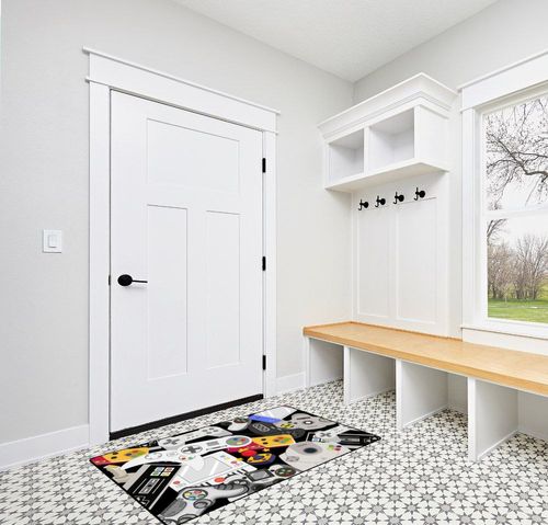 Lacut Game Rug Teen Boys Carpet with Game Controller Decoration, 3D Gaming Rugs for Boy’s Bedroom Living Room Playroom, Non-Slip Gamer Carpet Children Gaming Area Rugs (60" x 40") in White Modern Entryway