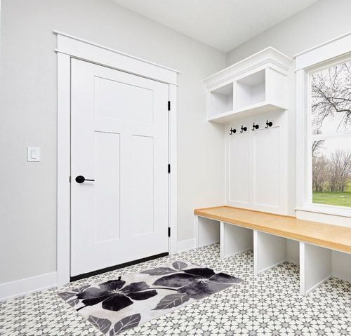 CAMILSON Solana Modern Floral 3'3" x 5' Area Rugs Non-Skid (Non-Slip) Rubber Backing Black - Gray Flowers Indoor Rug (3x5, Black Grey) in White Modern Entryway