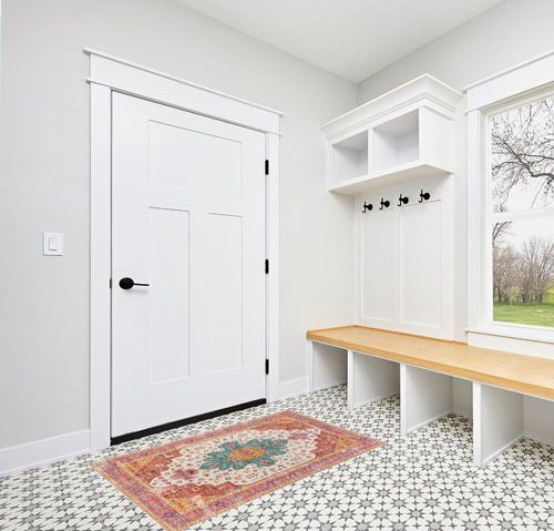 Moynesa Ultra-Thin Washable Vintage Area Rug - 3x5 Persian Girls Bedroom Non-Slip Non-Shedding Oriental Medallion Living Room Mat Indoor Carpet for Office Nursery Room, Pink/Teal/Multi in White Modern Entryway