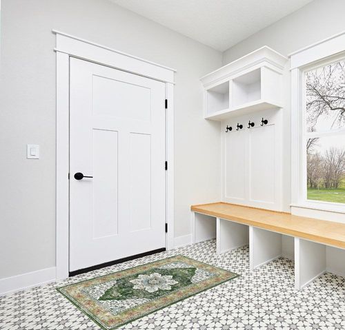 Ileading Bohemian Vintage Area Rug 3x5ft, Machine Washable Low-Pile Accent Carpet, Non-Shedding Non-Slip Entryway Floor Throw Rugs for Living Room, Bedroom, Dining Room, Kids Playroom(Green) in White Modern Entryway