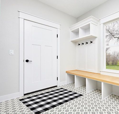 LulusVente Buffalo Plaid Outdoor Rug – 3’x5’ Machine Washable 3.5lbs Hotel Grade Thick Woven Yarn Black White Plaid Checkered Farmhouse Cotton for Indoor/Outdoor Front Porch Runner Layered Doormat in White Modern Entryway