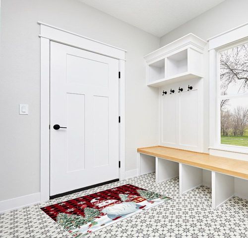 Area Rug 2x3 Feet, Xmas Snowflake Snowman Christmas Rug, Rugs for Living Room Decor Bedroom Decor Kids Room, Non-Slip Living Room Rugs, Comrft Carpet Washable Rug in White Modern Entryway