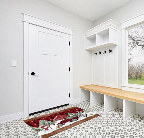 Area Rug 2x3 Feet, Xmas Tree Snowflake Snowman Christmas Red Truck Rug, Rugs for Living Room Decor Bedroom Decor Kids Room, Non-Slip Living Room Rugs, Comrft Carpet Washable Rug in White Modern Entryway