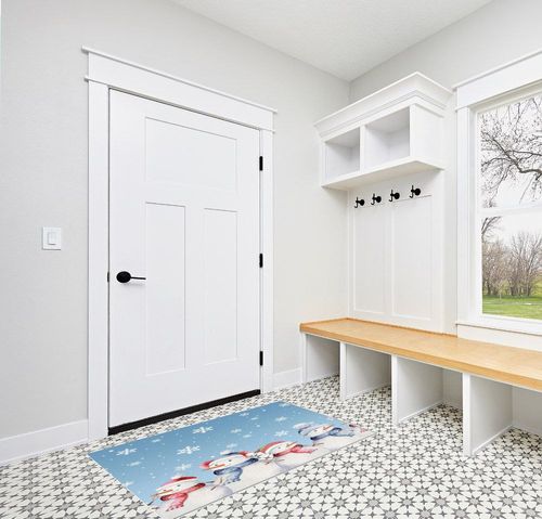 Area Rug 2x3 Feet, Xmas Tree Snowflake Snowman Christmas Rug, Rugs for Living Room Decor Bedroom Decor Kids Room, Non-Slip Living Room Rugs, Comrft Carpet Washable Rug in White Modern Entryway
