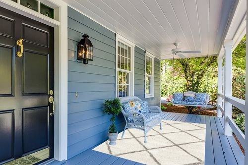 Ivory/Grey Shabby Chic Non Slip Living Room Area Rug in Light Blue Patio