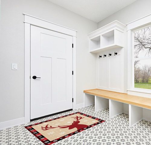 Area Rug, Christmas Reindeer Christmas Rug, 2x3 Feet Rugs for Living Room Bedroom Kids Room Kids Room Nursery Classroom, Non-Slip Comrft Carpet Washable Rug in White Modern Entryway