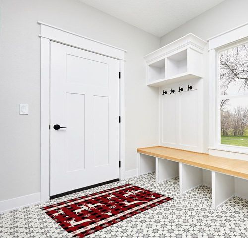 Area Rug, Snowflake Christmas Reindeer Christmas Rug, 2x3 Feet Rugs for Living Room Bedroom Kids Room Kids Room Nursery Classroom, Non-Slip Comrft Carpet Washable Rug in White Modern Entryway