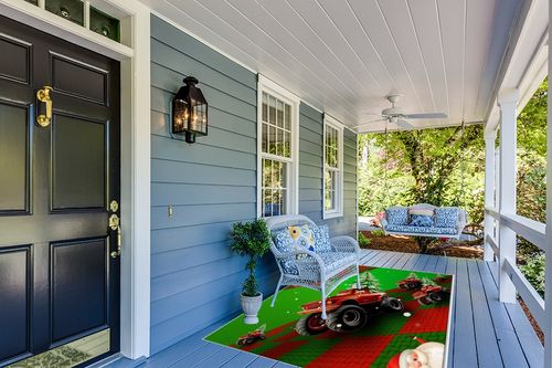 Christmas Area Rug 5 x 8, Washable Bedroom Rug Non-Slip Kitchen Rugs Non Shedding Floor Cover Mat Runner Rug for Living Room Dining Room Outdoor Carpet Truck Xmas Tree Santa Claus 3D Space in Light Blue Patio