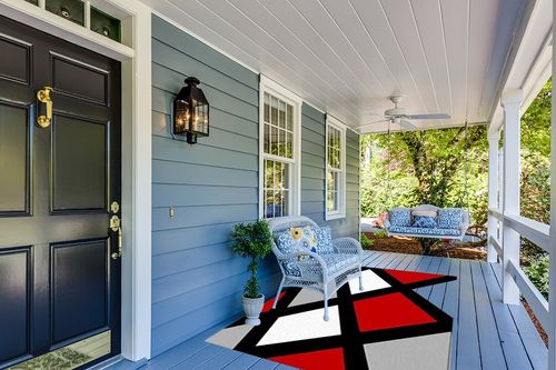 Red and White Black Geometry Area Rugs, Modern Abstract Entryways Mat Fluffy Soft Machine Washable Breathable Durable for Room Living Room Indoor Outdoor Hallway, 5ft x 7ft in Light Blue Patio