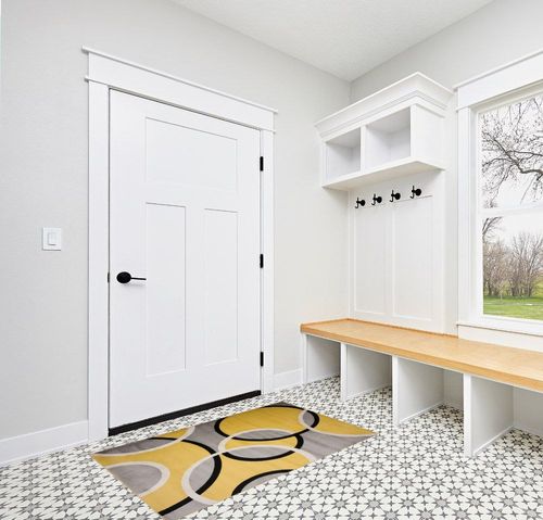 Rugshop Contemporary Abstract Circles Easy Maintenance for Home Office,Living Room,Bedroom,Kitchen Soft Area Rug 3'3" x 5' Yellow in White Modern Entryway