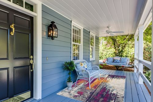 RUG BRANCH Savannah Abstract Mid-Century Modern Purple Orange Indoor Area Rug for Living Room, Bedroom, Dining Room, and Kitchen - 5' x 7' (5'3" X 7'7") in Light Blue Patio