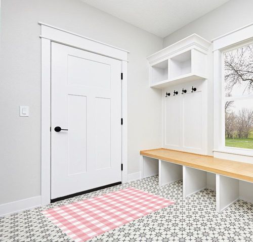 Pink Buffalo Plaid Rug, Fluffy Pink Rug Plush Area Rug, Pink and White Rug, Checkered Rug Living Room Rugs, Area Rug for Kids Room&Bedroom Decor, Rugs for Living Room, Carpet 2'7"x5ft Rugs for Bedroom in White Modern Entryway