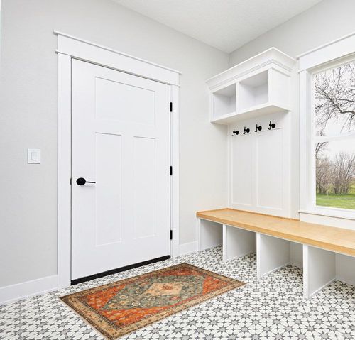 Boho Area Rug, 3' x 5' Machine Washable Rugs for Entryway Faux Wool Large Rugs Distressed Throw Rug Non-Slip Floor Carpet for Indoor Bedroom Kitchen Living Room in White Modern Entryway