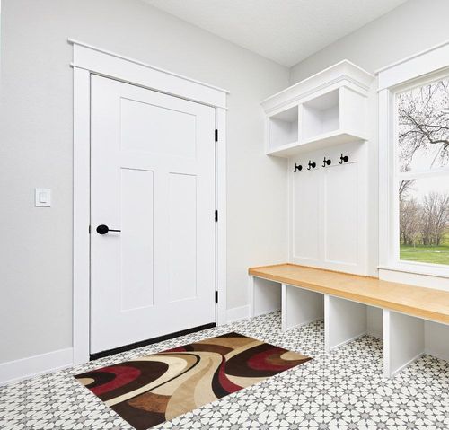Home Dynamix Tribeca Slade Modern Area Rug, Abstract Brown/Red 39"x55" in White Modern Entryway