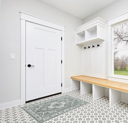 Lahome Bohemian 3x5 Area Rug Washable, Non-Slip Bedroom Throw Soft Rug Oriental Vintage Entryway Rugs for Bathroom, Low-Profile Rubber Backing Entrance Laundry Living Room, Light Grey in White Modern Entryway