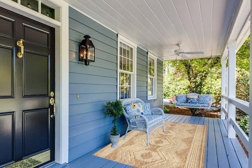 nuLOOM Ranya Tribal Indoor/Outdoor Area Rug, 5x8, Light Brown in Light Blue Patio