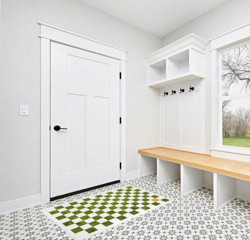 Wonnitar Modern Checkered Washable Rug 3x5,Checkerboard Green Bedroom Area Rug,Non-Slip Soft Moroccan Plaid Bathroom Throw Mat,Non-Shedding Floor Carpet for Kitchen Dining Table Dorm in White Modern Entryway