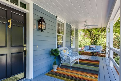 Mohawk Home Rainbow Stripe 5' x 8' Area Rug - Multicolor - Perfect for Living Room, Dining Room, Office in Light Blue Patio