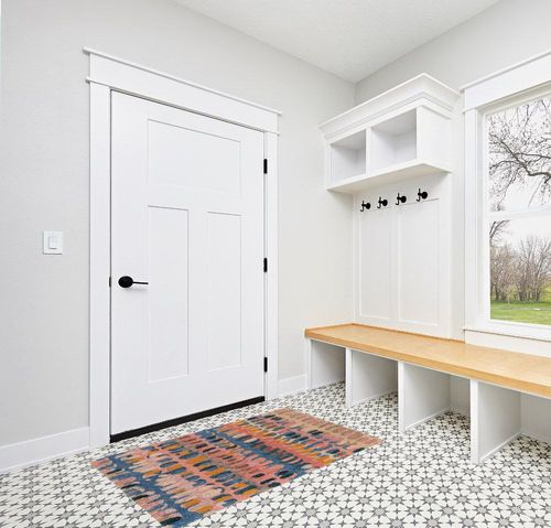 Dash and Albert Paint Chip Coral Hand Micro Hooked Wool Rug, 3 X 5 Feet, Multi/Pink Geometric Pattern in White Modern Entryway