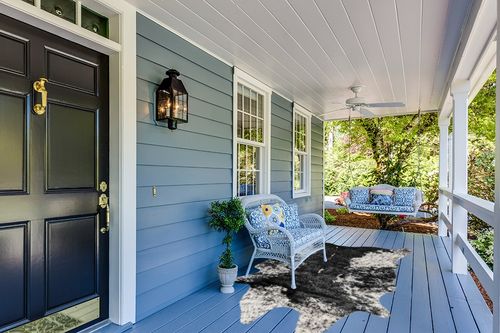 Luxe Faux Cowhide Rug for Rustic and Western Decor | Low Pile Faux Fur Rug with Salt/Pepper Black + White Cow Print | Cruelty-Free Fade Resistant Living Room Rugs | 5-1/4 x 7-1/2 ft in Light Blue Patio