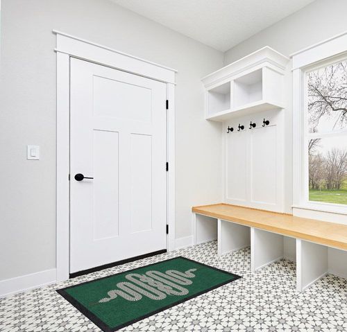 RUGGABLE x Jonathan Adler Washable Rug - Perfect Modern Area Rug for Living Room Bedroom Kitchen - Child Friendly - Stain & Water Resistant - Venom Emerald 3'x5' (Standard Pad) in White Modern Entryway