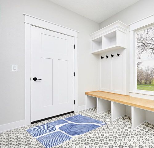 ODIKA Soft 5X7 Area Rug, Anti Slip, Washable, Pet Friendly, Faux Cashmere Modern Carpet for Living Room Bedroom (Blue, 5x7 ft) in White Modern Entryway