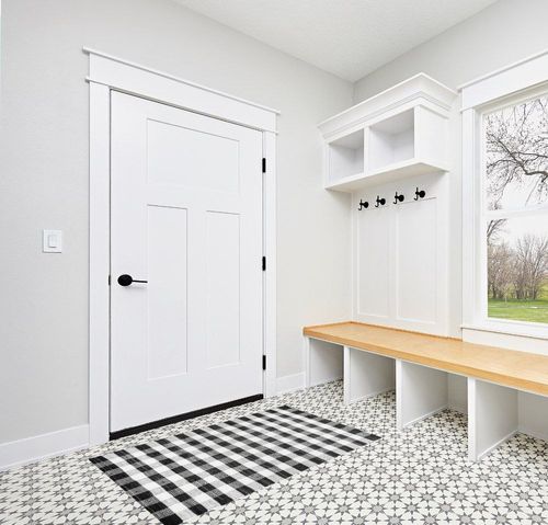 GLAMBURG Cotton Reversible Area Rug 3' x 5' Farmhouse Floor Mat, Handwoven Washable Carpet Checkered Plaid Rug for Front Porch Living Room Kitchen Bedroom - Black White in White Modern Entryway