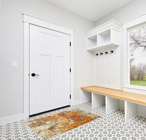 Lahome Modern Abstract Area Rug - 3x5 Soft Rugs for Bedroom Washable Living Room Entryway Rug, Contemporary Non Slip Indoor Accent Carpet for Nursery Office Kitchen Bathroom, Yellow/Gold/Cream in White Modern Entryway