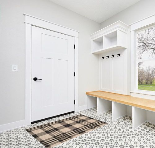 Safavieh Courtyard Collection CY6201 Plaid Indoor/ Outdoor Non-Shedding Stain Resistant Patio Backyard Area Rug, 2'7" x 5', Black / Bone in White Modern Entryway