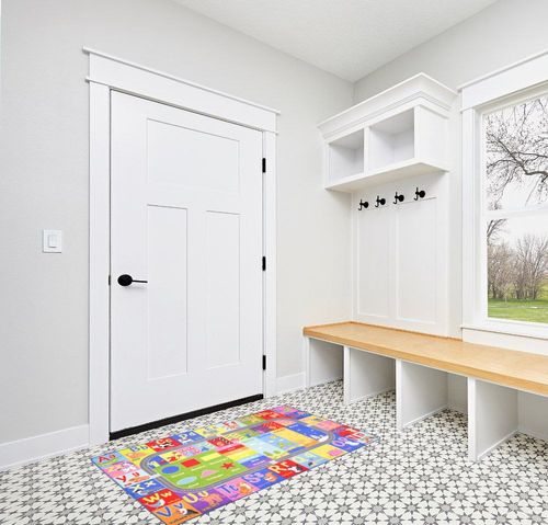 HOMORE Kids Educational Rug, Kids Collection Area Rug for Learning Alphabet, Numbers, Colors, Season and Animal Words, Playmat for Classroom Playroom, 3x5 Feet in White Modern Entryway