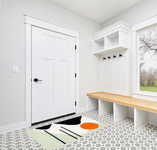 Safavieh Rodeo Drive Collection Accent Rug - 3' x 5', Green & Black, Handmade Mid-Century Modern Abstract Wool, Ideal for High Traffic Areas in Entryway, Living Room, Bedroom (RD883Y) in White Modern Entryway