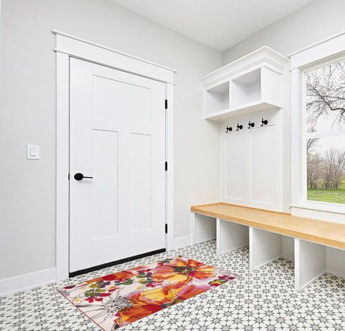 Rugshop Modern Bright Flowers Non-Slip Area Rug 3'3" x 5' Multicolor in White Modern Entryway